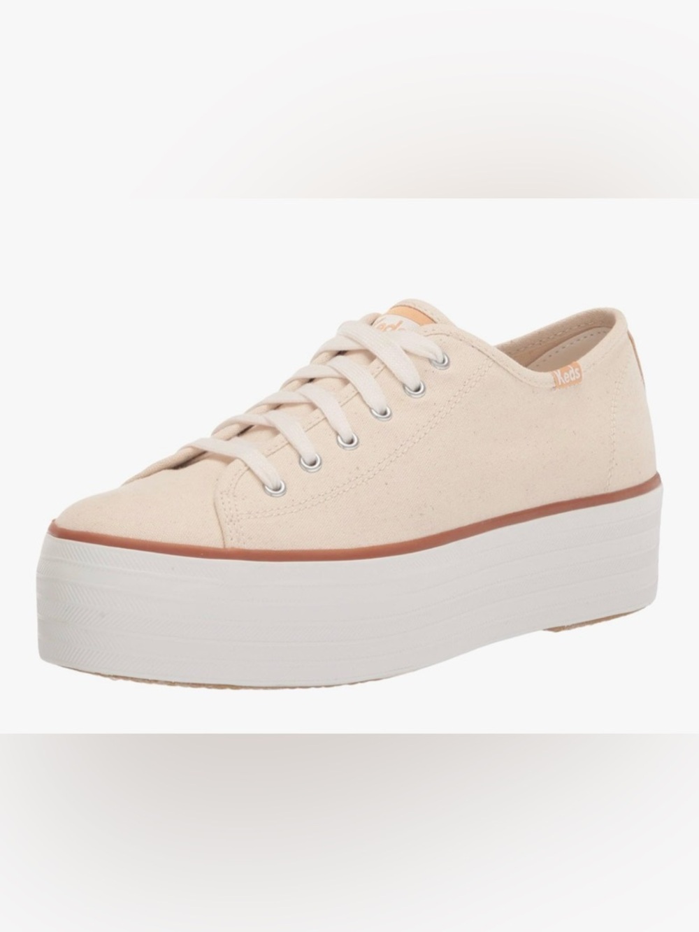 Keds Platform Canvas Sneaker in Light Cream with Tan Trim women size 8